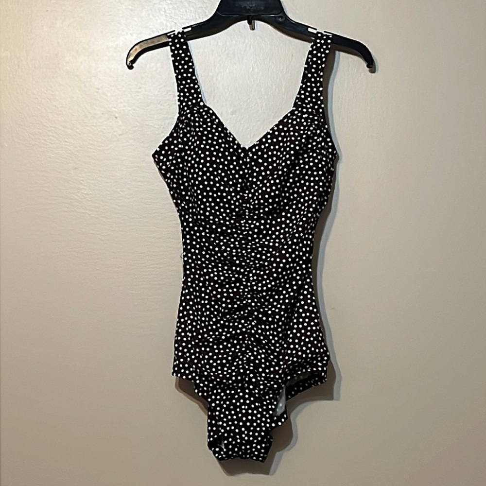 LeCove Brown Polka Dot One Piece Swimsuit, 14